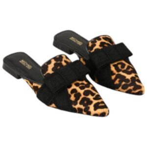 MICHAEL KORS Ames Women's Leopard Print Calf Hair Mules Size 7 Flaw Noted